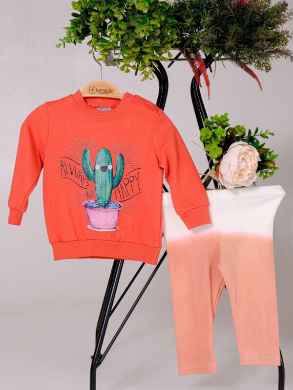 Always Happy Kaktüs Baskılı Sweatshirt ve Pantolon 2'Li Takım 6-9-12-18-24 Ay