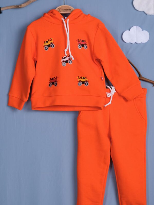 Unisex Off-Road Jeep Kamyon Nakışlı Kapşonlu Sweatshirt Eşofman Takım 2'li 2-3-4-5 Yaş